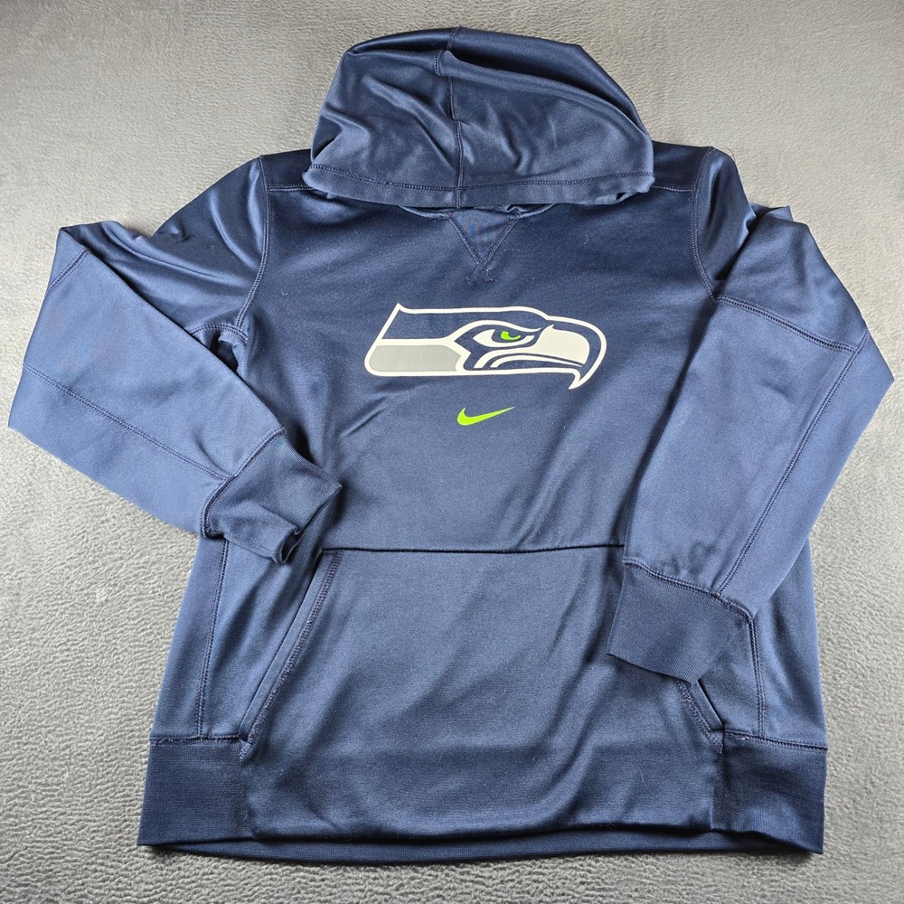 Nike Seattle Seahawks Navy Blue Performance Hoodie Youth Large NFL Football